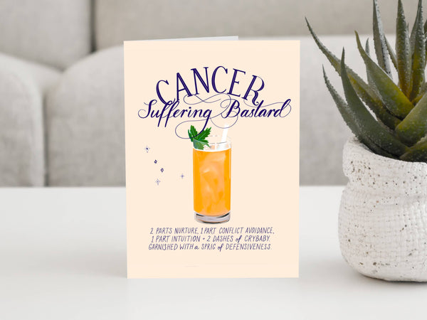 Cancer - The Cocktail Zodiac Astrology Birthday Card MizSant Studio