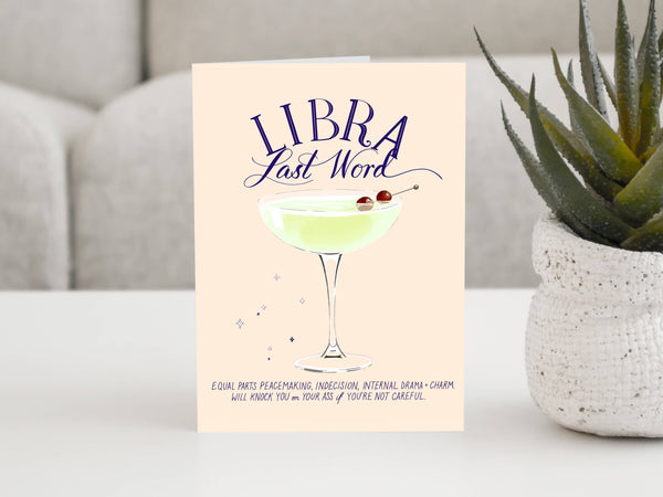 Libra - The Cocktail Zodiac Astrology Birthday Card MizSant Studio