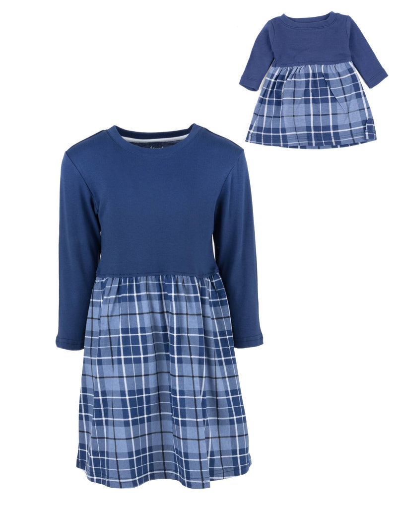 Leveret Pajamas - Kids Girl & Doll Cotton Skirt Dress Navy