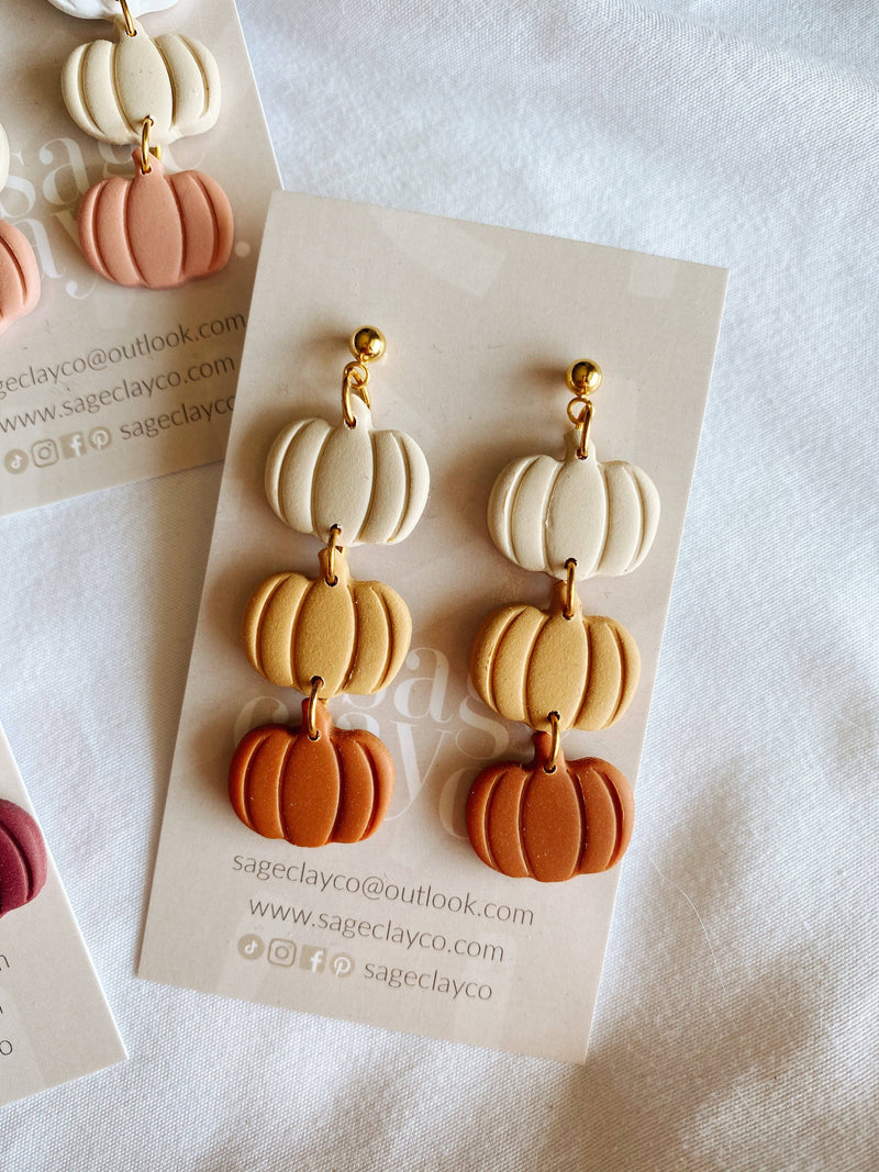 - Pumpkin Dangles | Handmade Polymer Clay Earrings