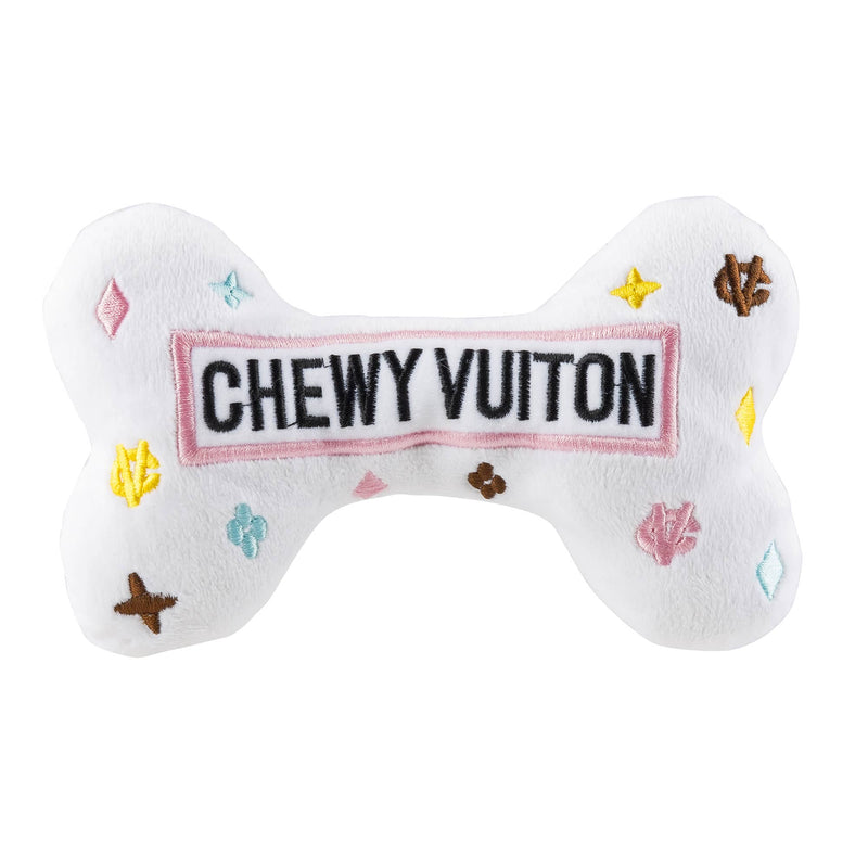 Haute Diggity Dog - White Chewy Vuiton Bones Squeaker Dog Toy: Large Haute Diggity Dog