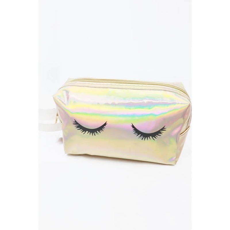 Eyelash Print Holographic Cosmetic Pouch Love and Repeat