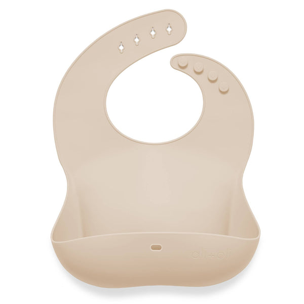 Silicone Baby Bib Roll Up & Stay Closed - (Milk) Ali+Oli