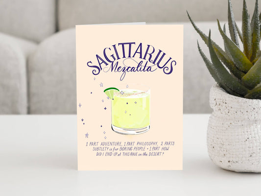 Sagittarius - The Cocktail Zodiac Astrology Birthday Card MizSant Studio