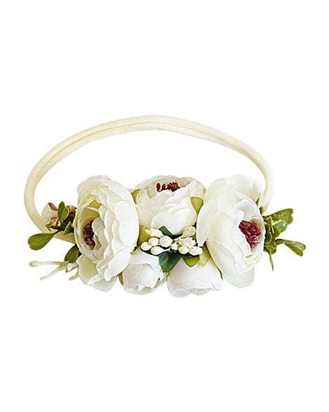 Girl's Floral Stretch Headband  Classic Ivory