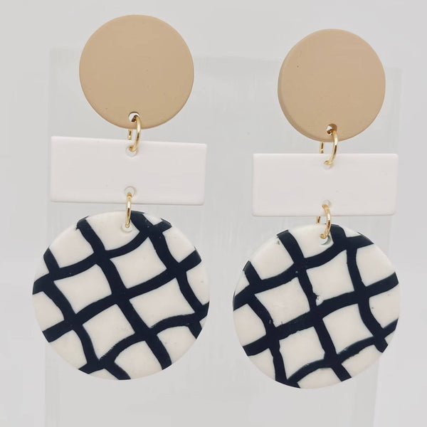 Clay Round Pendant Earrings Mio Queena