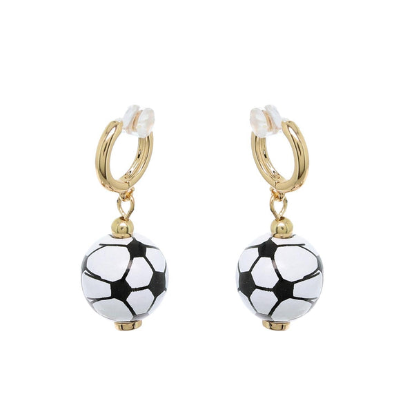 Soccer Ball Charm Mini Hoop Dangle Earrings SP Sophia Collection