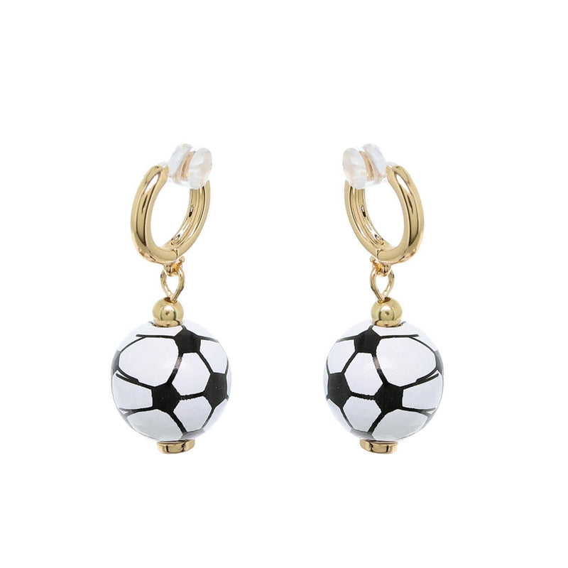 Soccer Ball Charm Mini Hoop Dangle Earrings