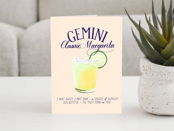 Gemini - The Cocktail Zodiac Astrology Birthday Card MizSant Studio