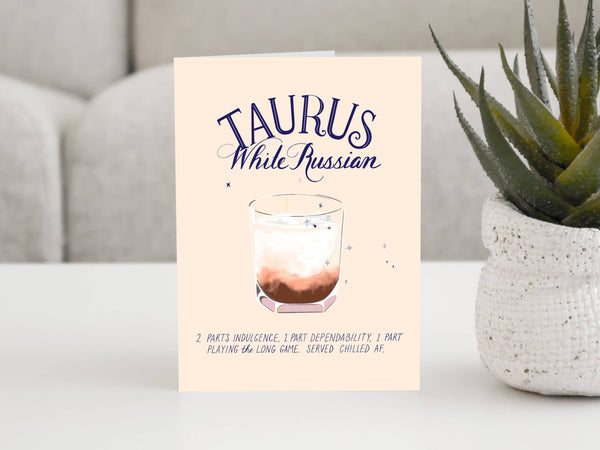 Taurus - The Cocktail Zodiac Astrology Birthday Card MizSant Studio