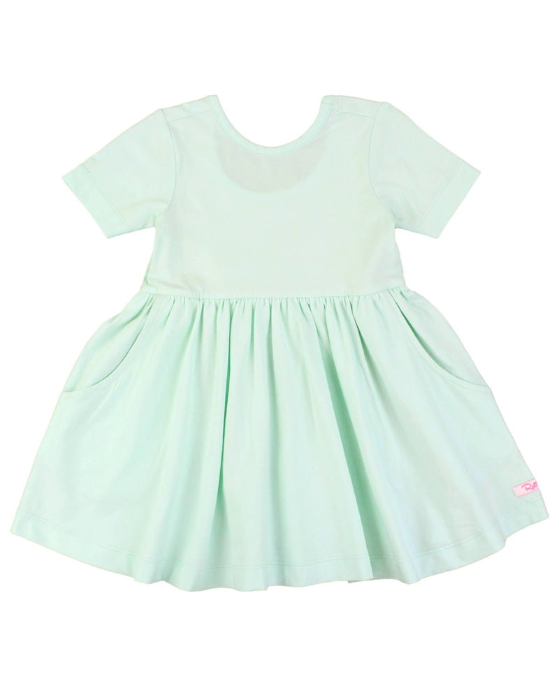 RuffleButts - Mint Knit Short Sleeve Twirl Dress