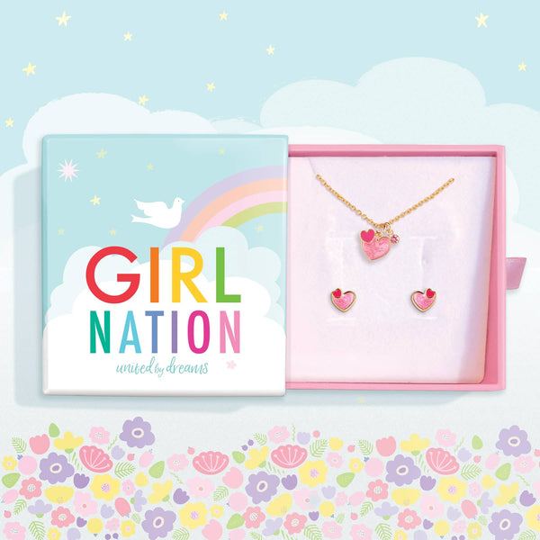 Girl Nation - Sweet Petite Necklace and Studs Gift Set | Heart 2 Heart